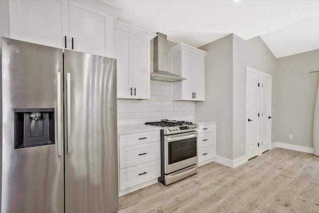 1950 Stethem Fry, Alpharetta, GA 30022 - kitchen with appliances with stainless steel finishes, wall chimney range hood, light countertops, backsplash, and white cabinetry