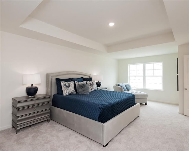 2686 NE Almand Ln NE, Conyers, GA 30013 - bedroom featuring a tray ceiling, carpet flooring, and recessed lighting
