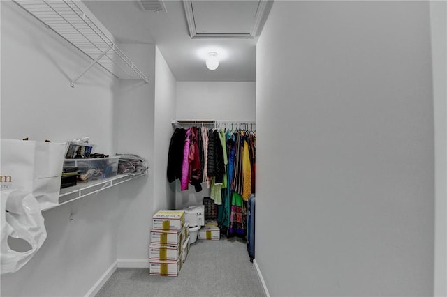 walk in closet with carpet floors and visible vents