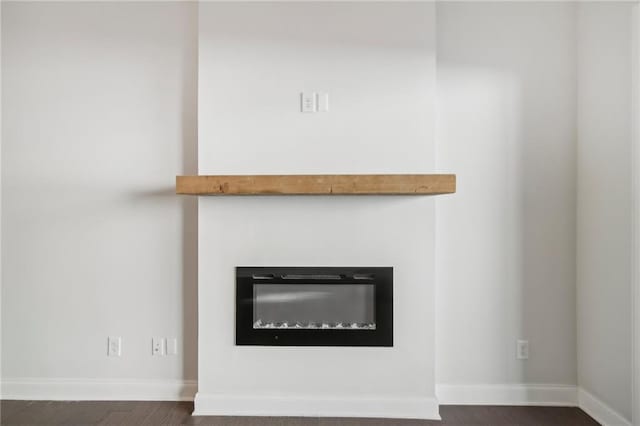 671 Stickley Oak Way, Woodstock, GA 30189 - detailed view of a glass covered fireplace, wood finished floors, and baseboards