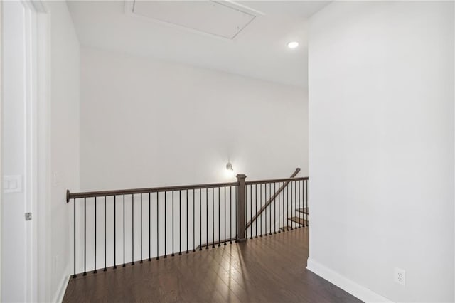 interior space with dark hardwood / wood-style floors