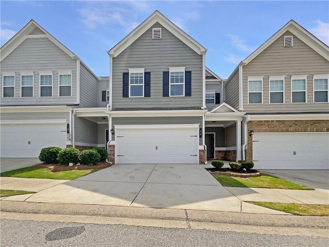 36 Crescent, Dallas, GA 30157 - view of front facade featuring an attached garage, brick siding, and concrete driveway