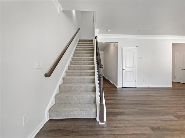 36 Crescent, Dallas, GA 30157 - stairs featuring crown molding and wood finished floors