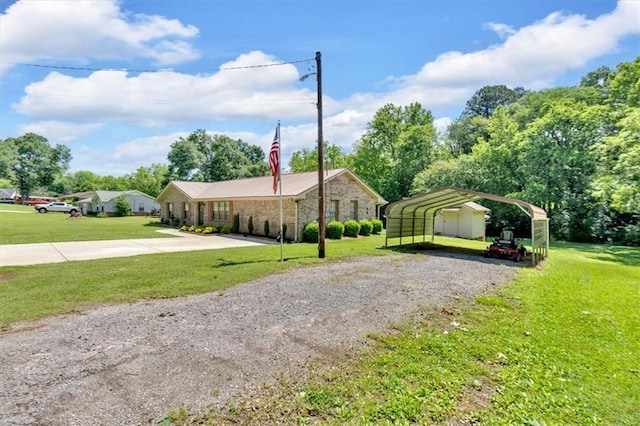 10 Shadow Ln, Cartersville, GA 30120 - view of home's exterior with driveway, a carport, and a yard