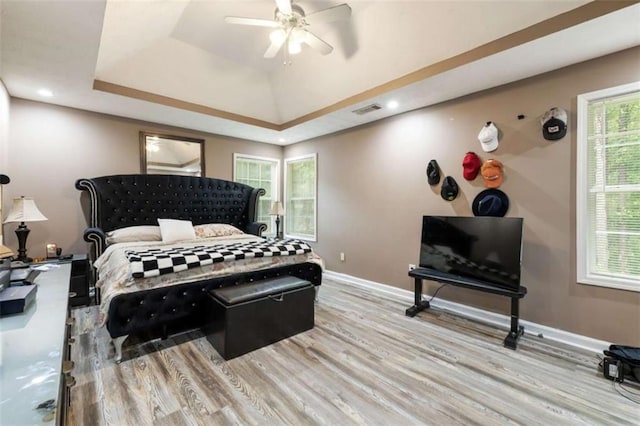 4424 English Loop, Stonecrest, GA 30038 - bedroom with a raised ceiling, light wood finished floors, baseboards, and recessed lighting