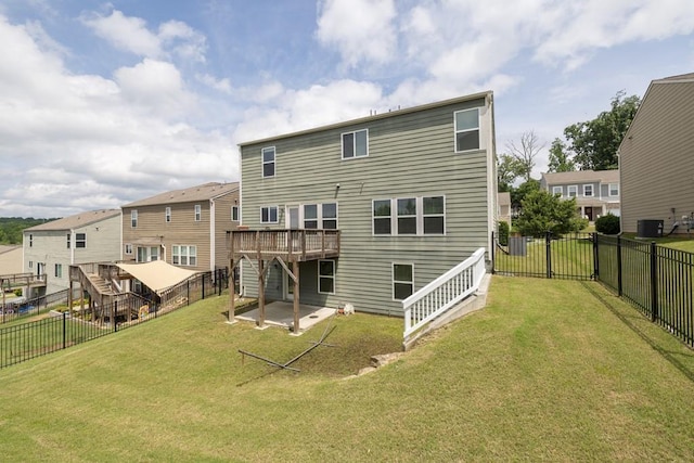 1530 Avalon Creek Rd, Sugar Hill, GA 30518 - rear view of house with stairway, central air condition unit, a deck, and a patio area