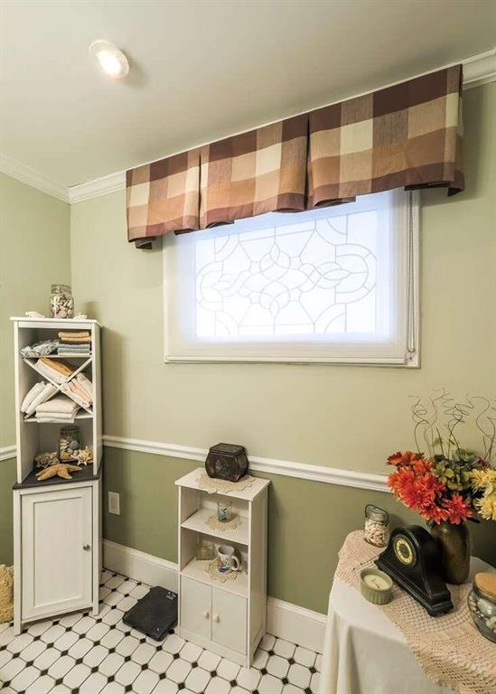 bathroom featuring a wealth of natural light and crown molding