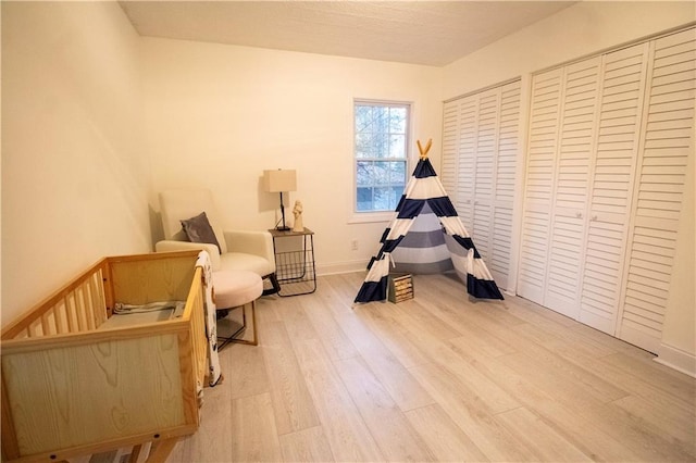 sitting room featuring light wood-type flooring