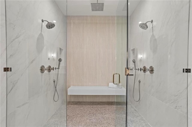 4785 Merlendale Ct, Atlanta, GA 30327 - full bath featuring a marble finish shower and speckled floor