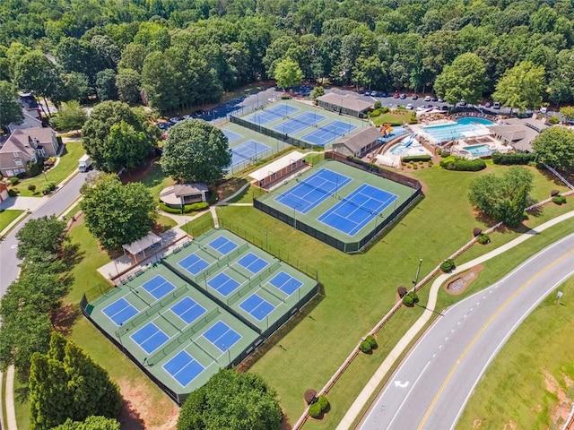 1125 Fairview Club Cir, Dacula, GA 30019 - drone / aerial view of a pool area and a forest
