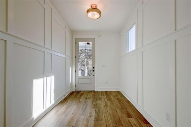 entryway with light wood-type flooring