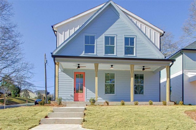 view of front facade with a porch and a front yard