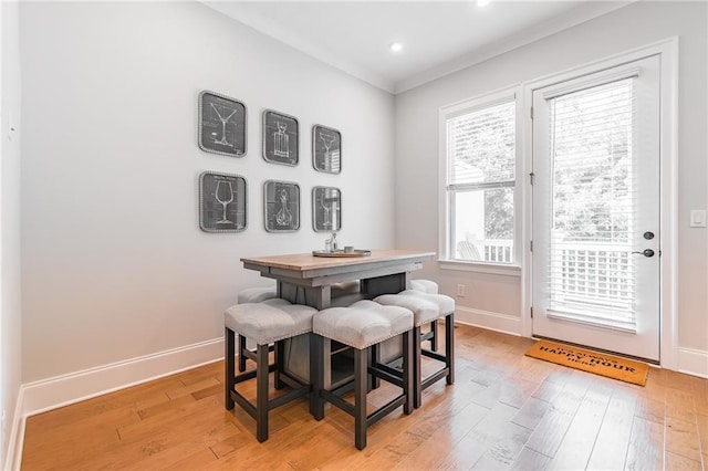 1964 Attell Way, Decatur, GA 30033 - dining space with light wood-style floors, baseboards, recessed lighting, and ornamental molding