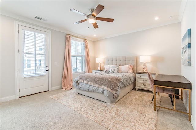 1964 Attell Way, Decatur, GA 30033 - bedroom featuring light colored carpet, baseboards, a ceiling fan, and ornamental molding