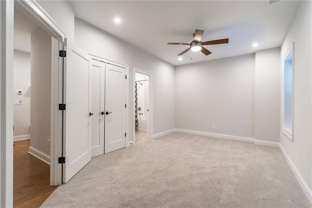 1964 Attell Way, Decatur, GA 30033 - unfurnished bedroom with recessed lighting, baseboards, ensuite bath, and a ceiling fan
