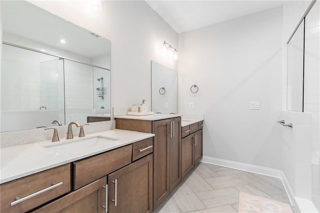 1964 Attell Way, Decatur, GA 30033 - bathroom with vanity, a stall shower, and baseboards