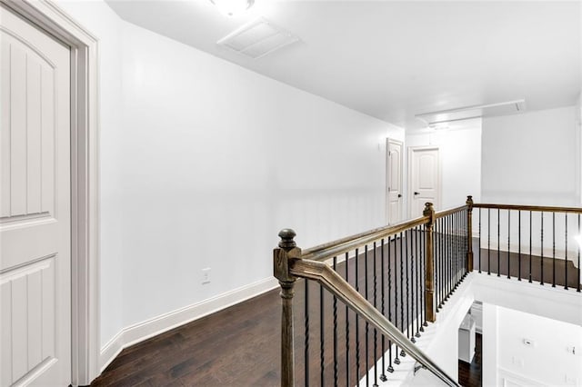 908 Rainsong Ct, Braselton, GA 30517 - hall with an upstairs landing, attic access, and hardwood / wood-style flooring