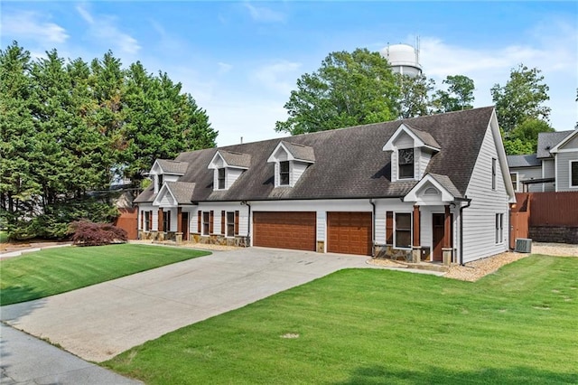 150 S St S, Buford, GA 30518 - cape cod home with a garage, driveway, stone siding, and central air condition unit