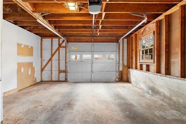 garage with a garage door opener