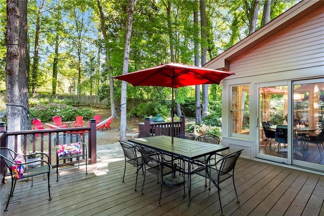 deck with fence private yard and outdoor dining space
