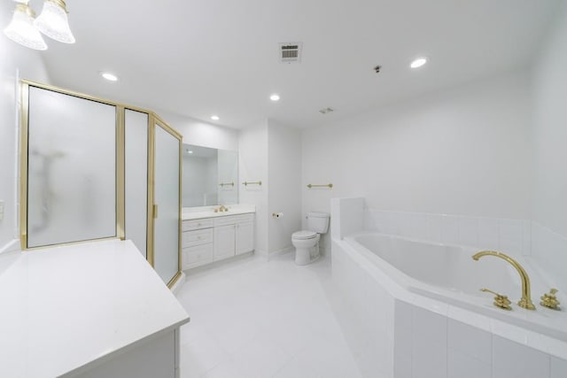 50 Biscayne Dr Unit 2106, Atlanta, GA 30309 - full bath with vanity, toilet, a garden tub, recessed lighting, and a shower with shower door