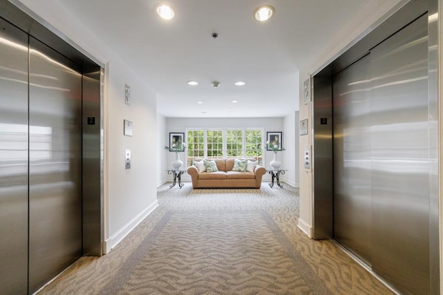 50 Biscayne Dr Unit 2106, Atlanta, GA 30309 - hall with elevator, carpet flooring, recessed lighting, and baseboards