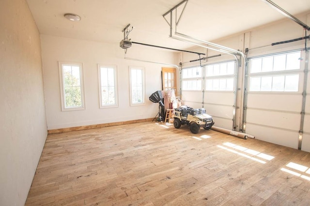 garage with a garage door opener