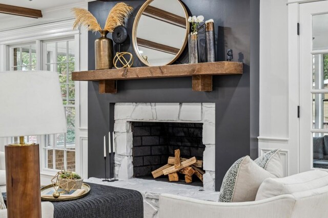 6124 Kings Mountain Ct, Stone Mountain, GA 30087 - interior details featuring a fireplace