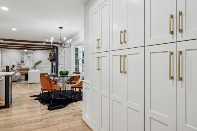 6124 Kings Mountain Ct, Stone Mountain, GA 30087 - interior space with a notable chandelier, recessed lighting, and light wood-type flooring