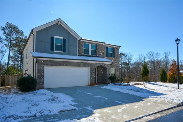 view of front property with a garage