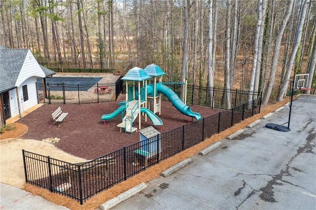 community play area featuring fence