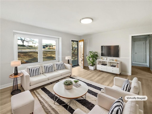 living room featuring light hardwood / wood-style floors