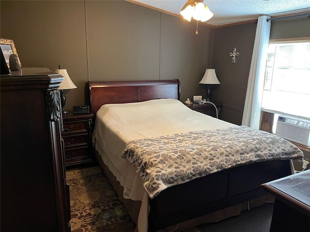 bedroom featuring ornamental molding and cooling unit