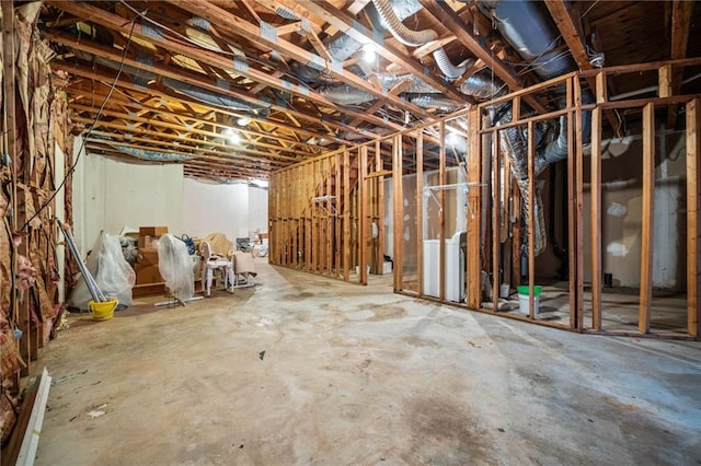 view of unfinished basement