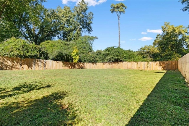 view of yard with a fenced backyard