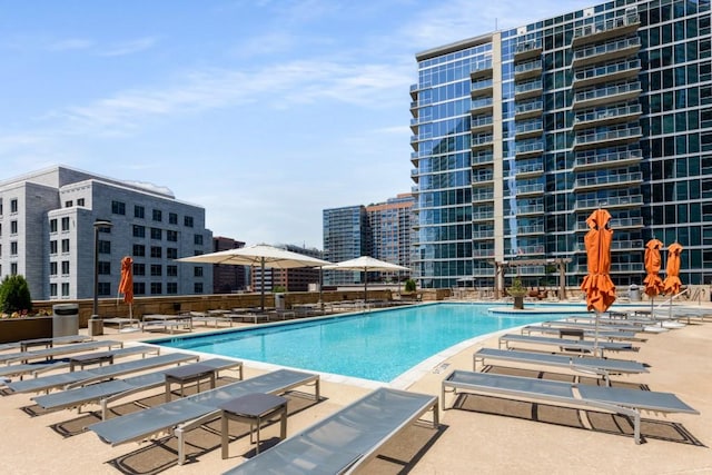 1080 Peachtree St NE Unit 608, Atlanta, GA 30309 - community pool with a patio area
