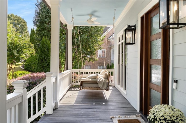 51 River Overlook Ct, Dawsonville, GA 30534 - deck with a porch and a ceiling fan