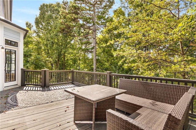 51 River Overlook Ct, Dawsonville, GA 30534 - wooden terrace featuring outdoor dining area