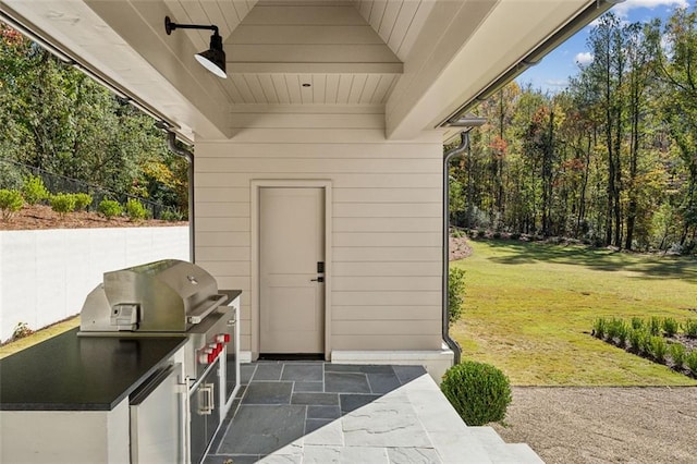 view of patio / terrace featuring area for grilling and exterior kitchen