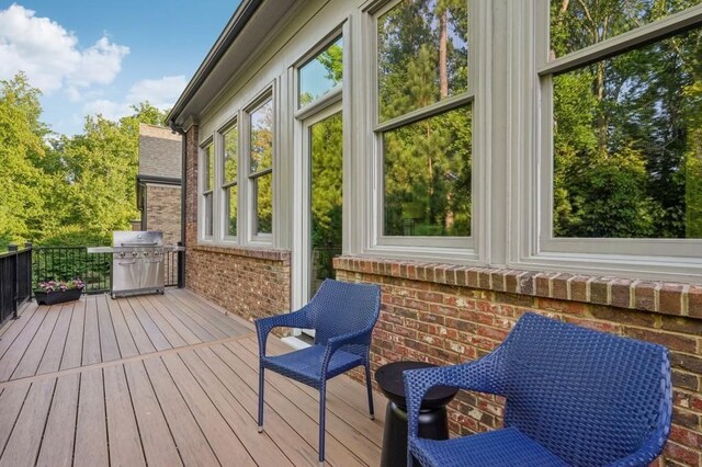 deck featuring grilling area