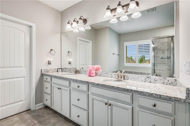 4831 Miller Hill Rd, Buford, GA 30518 - bathroom featuring double vanity and a tile shower