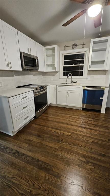 1080 Laboon Rd, Monroe, GA 30655 - kitchen with appliances with stainless steel finishes, a sink, ceiling fan, and light countertops