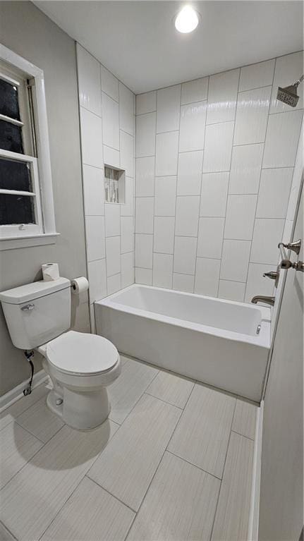 1080 Laboon Rd, Monroe, GA 30655 - bathroom with toilet, shower / bathtub combination, and recessed lighting