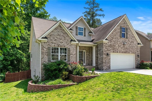 350 Paces Dr, Lithia Springs, GA 30122 - craftsman house with concrete driveway, a garage, and brick siding
