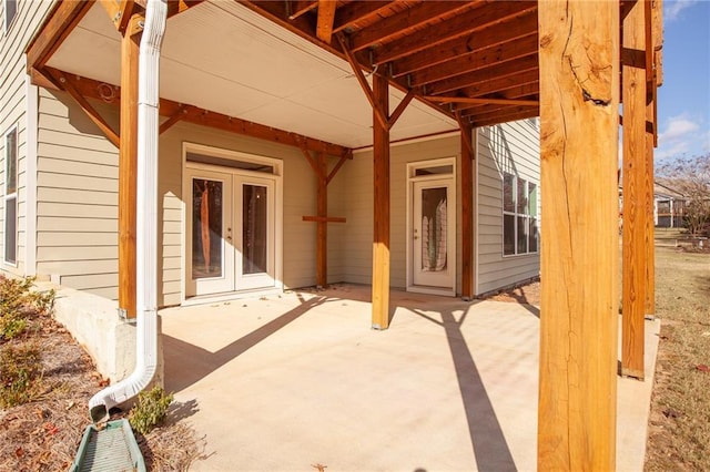 view of patio featuring french doors