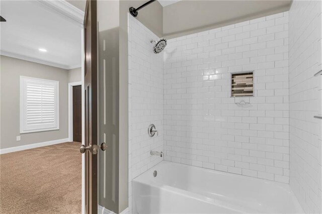 1547 Cambridge Pl, Marietta, GA 30062 - bathroom featuring baseboards, shower / tub combination, and ornamental molding