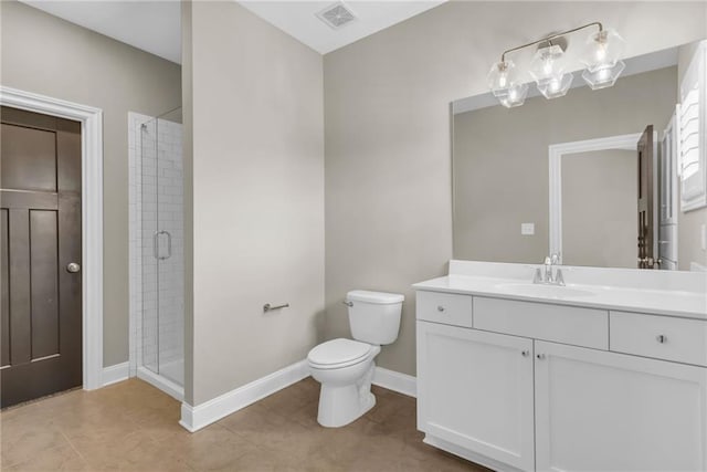 1547 Cambridge Pl, Marietta, GA 30062 - bathroom featuring toilet, a shower stall, tile patterned flooring, baseboards, and vanity