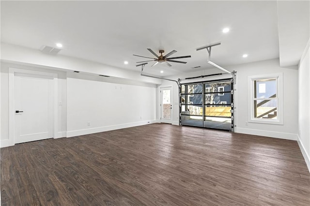 1857 Defoor Ave, Atlanta, GA 30318 - unfurnished living room with recessed lighting, dark wood-style floors, and visible vents