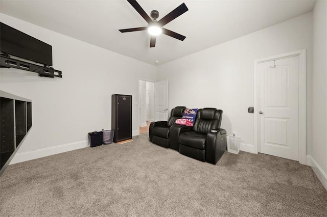 372 Garnet Dr, Acworth, GA 30101 - carpeted home theater room featuring ceiling fan and baseboards