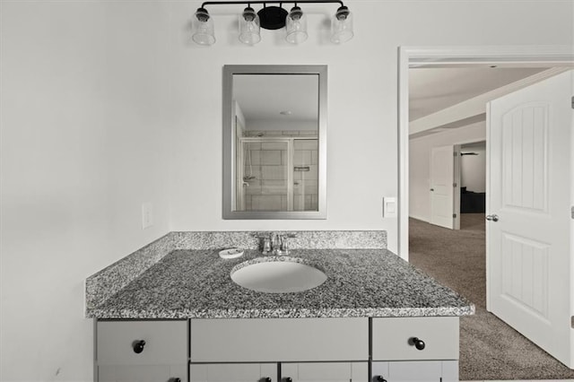 372 Garnet Dr, Acworth, GA 30101 - bathroom featuring vanity and an enclosed shower